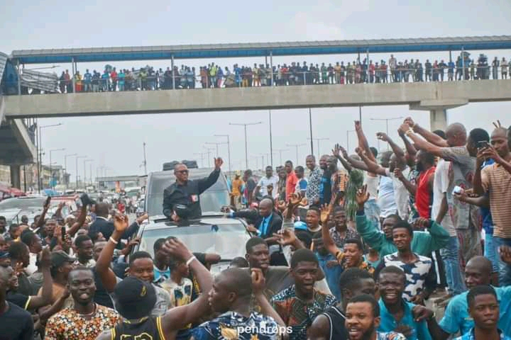 2023: Thousands Of Supporters Welcome Peter Obi To Lagos