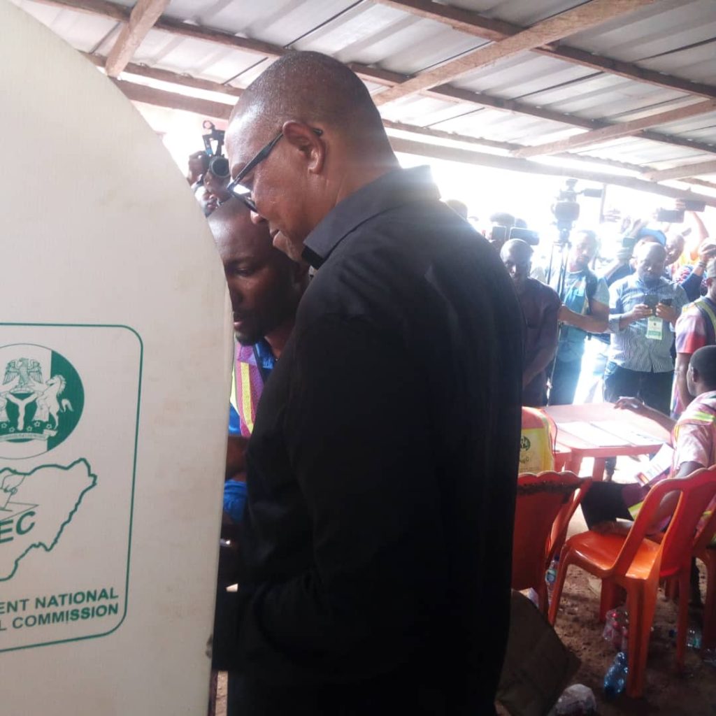 NigeriaDecides: Obi Votes, Expresses Hope Of Victory