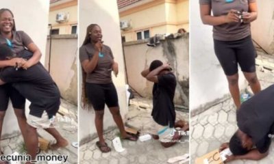 Weeks after He Gave Her His Salary, Nigerian Lady Surprises Security Man with Dollars, iPhone