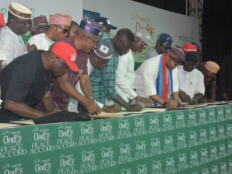 Ondo Guber: 17 Political Parties Sign Peace Accord