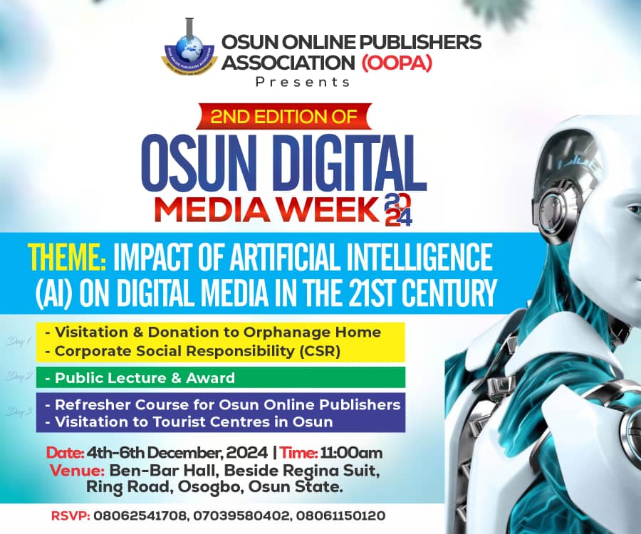 OOPA Announces Winners of Osun Digital Media Awards 2024