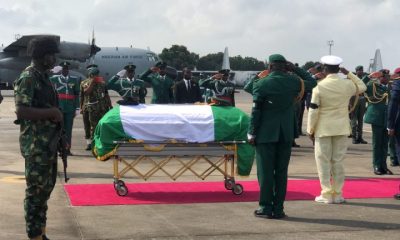 Remains Of Late COAS Lagbaja Arrive Lagos Airport (Photos)