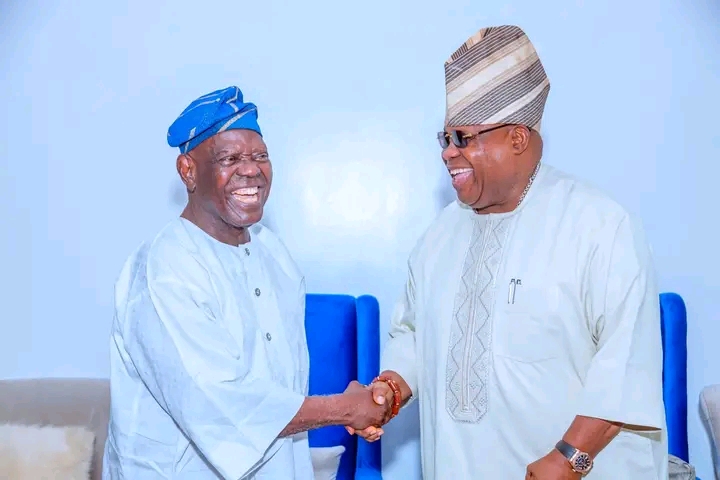 Adeleke Meet Ex-APC National Chairman, Akande Behind Closed Door